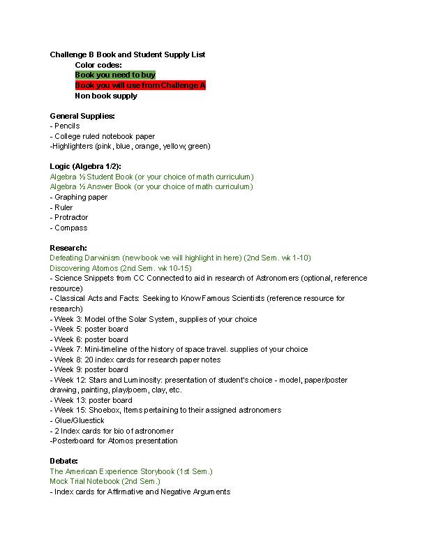The Best Challenge B Year Daily Lesson Plans w/Resources