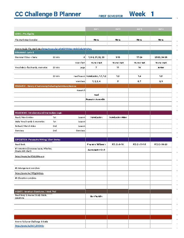 The Best Challenge B Year Daily Lesson Plans w/Resources