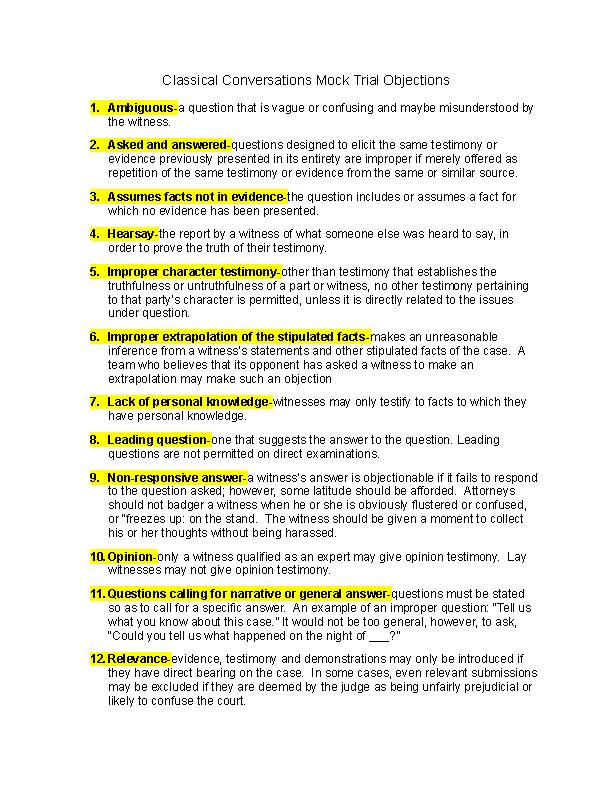 CC Ch B Mock Trial Help for Directors