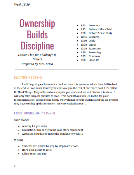 CC Ch B Parent Orientation Pack for Directors 2nd Semester - FREE