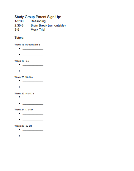 CC Ch B Parent Orientation Pack for Directors 2nd Semester - FREE